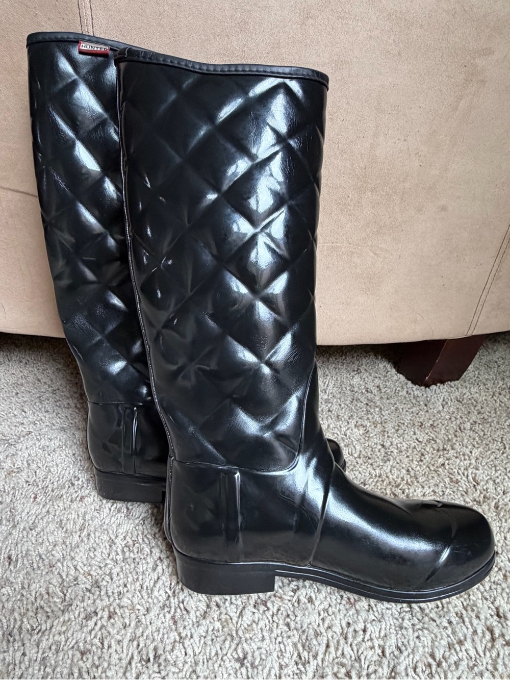 Hunter Quilted Tall Black Rain Boots for Women